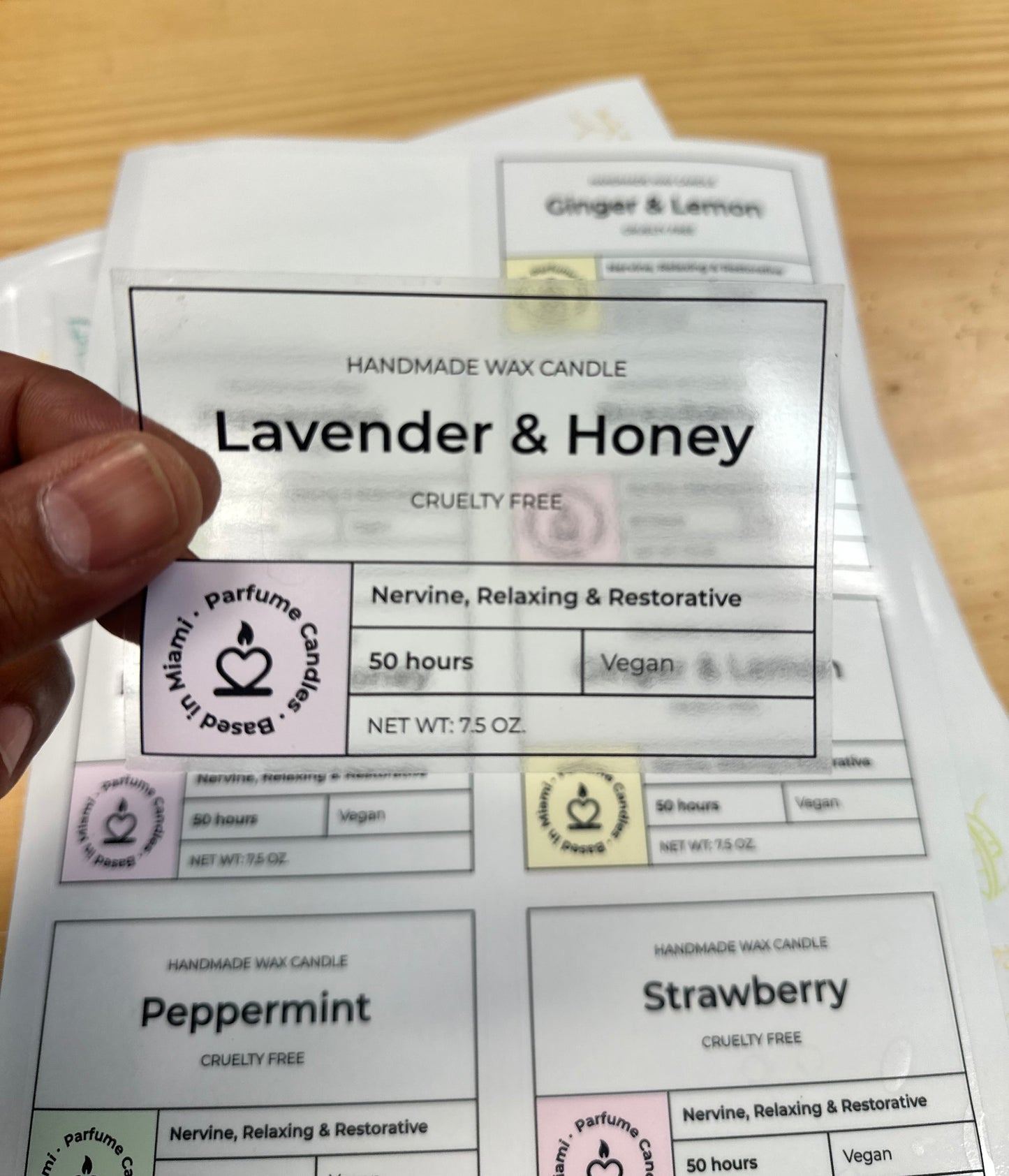 clear candle label sheets