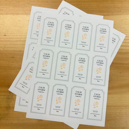 custom cut textured candle labels